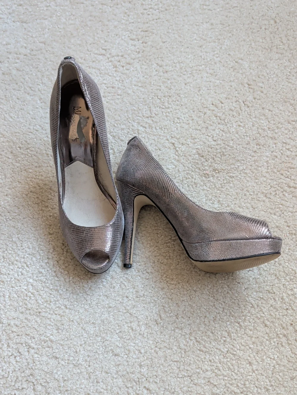 Pretty Pewter Platform Heels